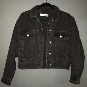 TopShop dark denim crop motor jacket